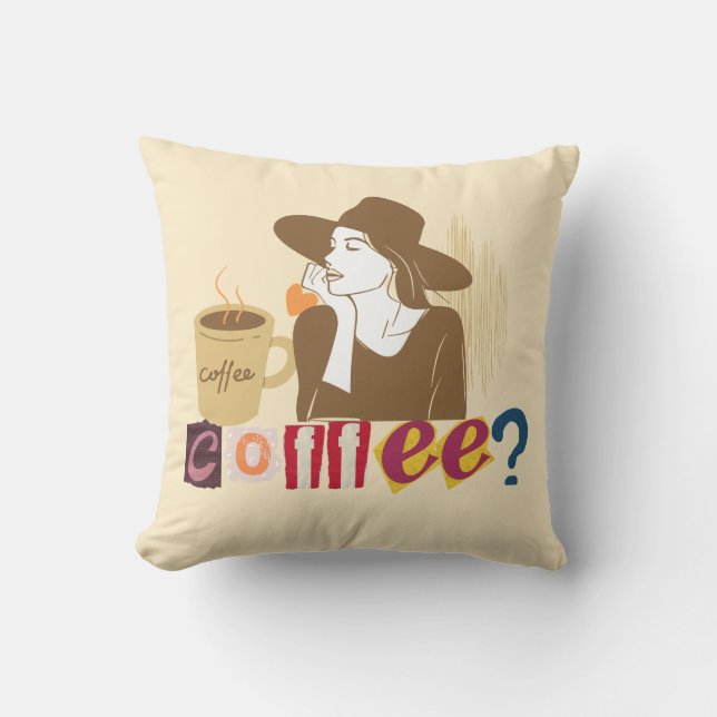 Chic Coffee Lover Retro throw pillow (Front)