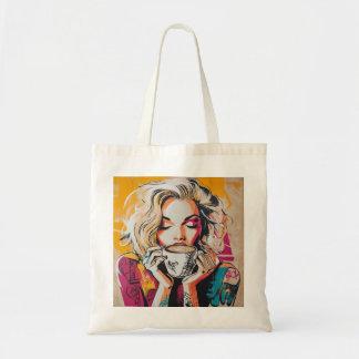 Chic Coffee Lover Tote - Trendy Woman with Coffee Bag