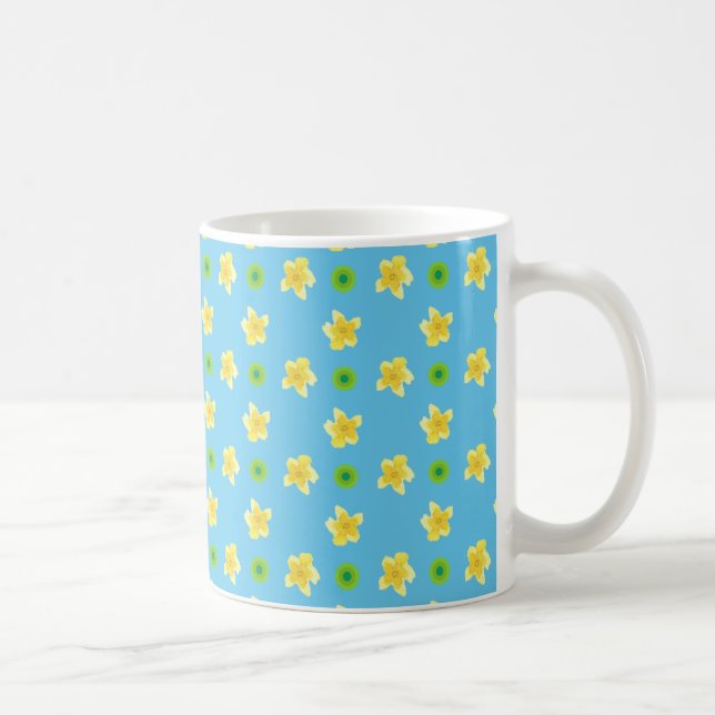 Chic Coffee Mug: Primroses on Turquoise Mug (Right)