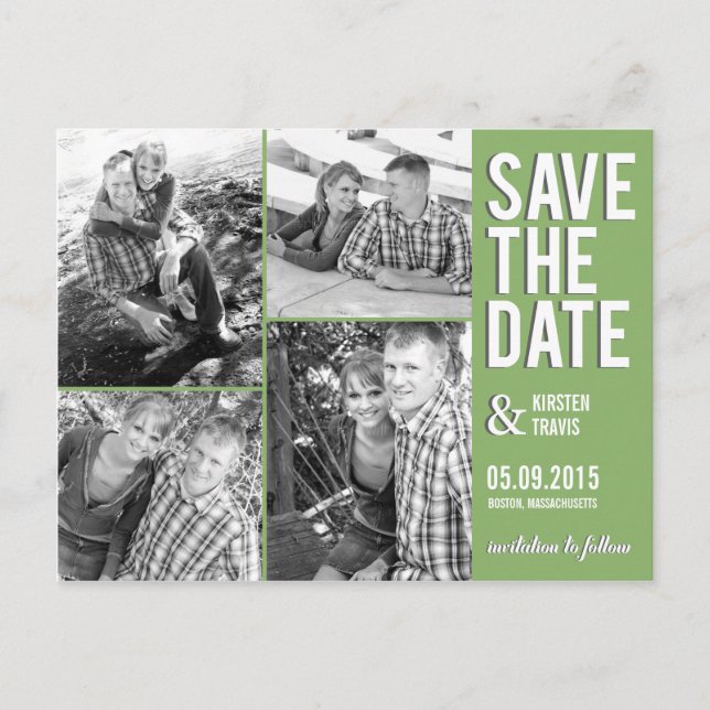 Chic Collage Save The Date Postcard (Front)