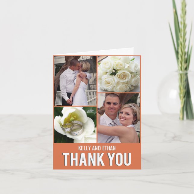 Chic Collage Wedding Thank You Card (Front)