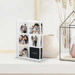 Chic Collage Year Keepsake Photo Block | Charcoal<br><div class="desc">Commemorate a year of beautiful memories with our modern and minimalist acrylic photo block. A unique custom gift,  design features five square photos in a collage layout with the year or your custom message in the final square,  in white lettering on soft off-black.</div>