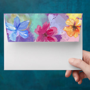 Chic Colorful Floral Wedding Envelope