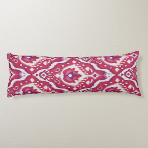Chic colorful red and purple ikat tribal patterns body cushion