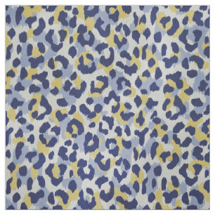 Chic colourful blue yellow cheetah print pattern fabric