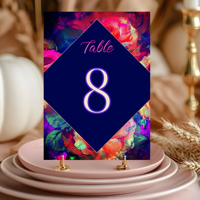 Chic colourful bright flowers wedding table number (Creator Uploaded)
