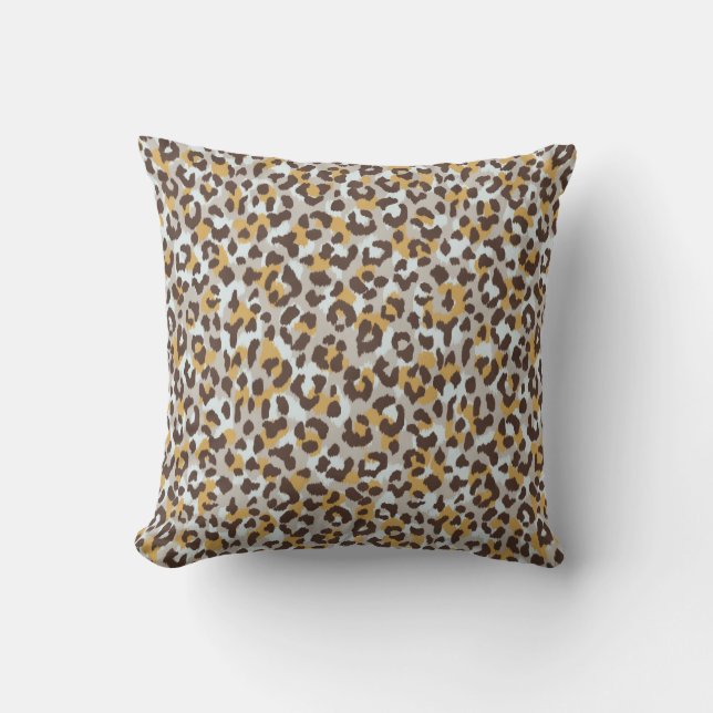 Chic colourful brown gold cheetah print cushion (Front)
