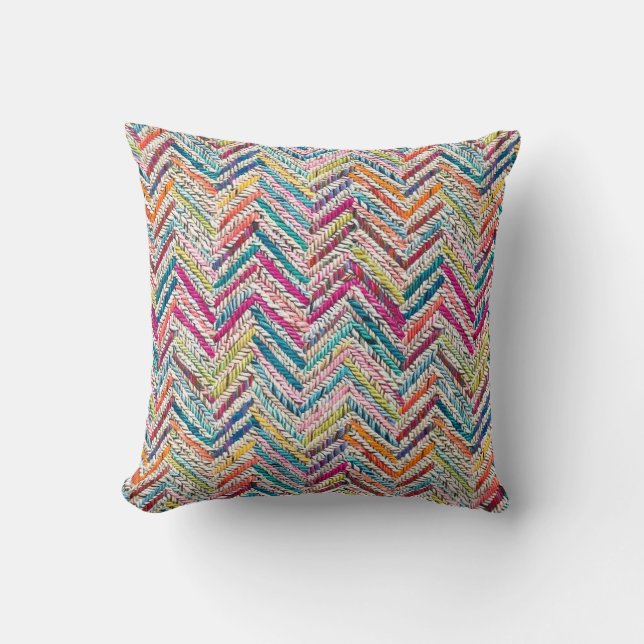 Chic colourful chevron cushion (Front)