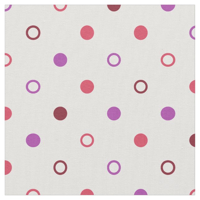Chic colourful coral purple polka dots pattern fabric (Close Up)