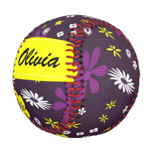 Chic colourful flowers on black baseball