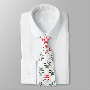 Chic Colourful Four Poinsettias Motif Tie