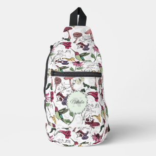 Chic Colourful Garden Hummingbird Floral Sling Bag