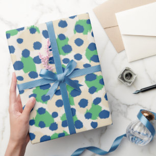 Chic colourful green blue cheetah print monogram wrapping paper