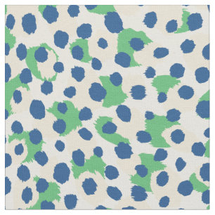 Chic colourful green blue cheetah print polka dots fabric