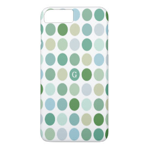 Chic colourful green polka dots pattern monogram Case-Mate iPhone case