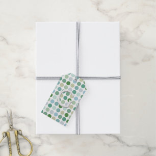 Chic colourful green polka dots pattern monogram gift tags