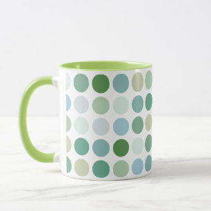 Chic colourful green polka dots pattern monogram mug