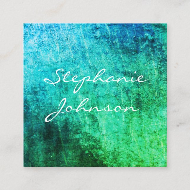 Chic Colourful Grunge Cursive Text Square Business Card (Front)