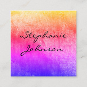 Chic Colourful Grunge Cursive Text Square Business Card