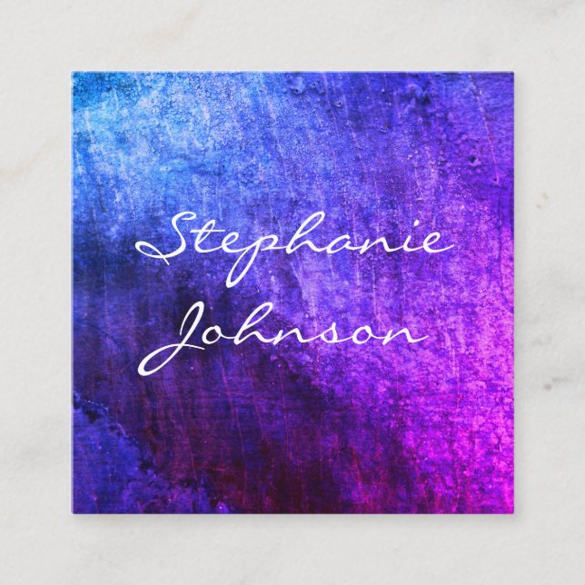 Chic Colourful Grunge Cursive Text Square Business Card (Front)
