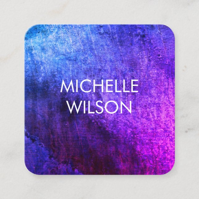 Chic Colourful Grunge Square Business Card (Front)