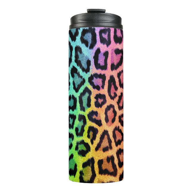 Chic Colourful Leopard Pattern Thermal Tumbler (Front)