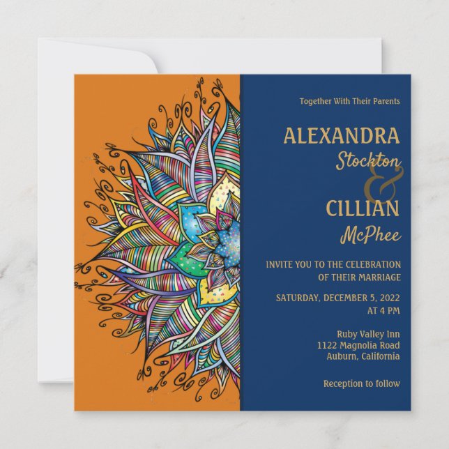 Chic Colourful Mandala Wedding Invitation (Front)