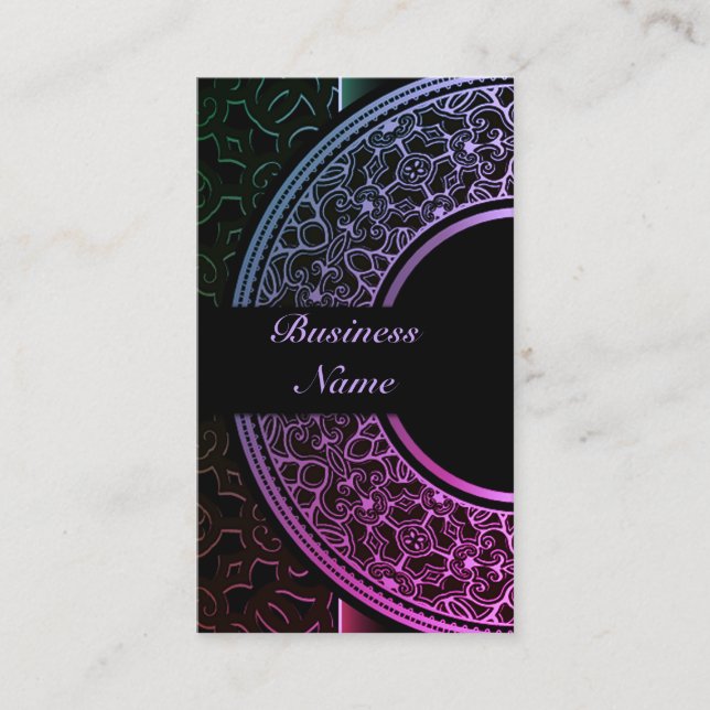 Chic Colourful Medallion Business Card 4 (Front)