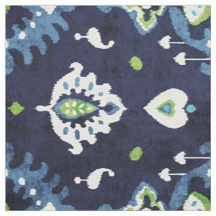 Chic colourful naby blue ikat tribal patterns fabric