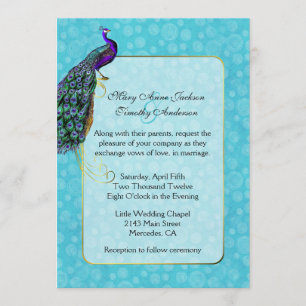 Chic Colourful Peacock Wedding Invitation