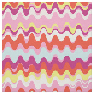 Chic colourful pink orange abstract wave pattern fabric