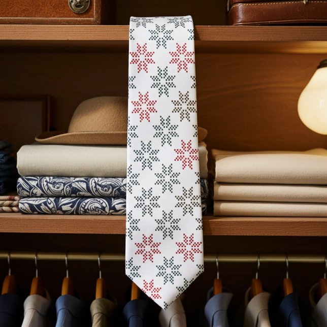 Chic Colourful Poinsettia Motif Christmas Neck Tie (Elegant holiday necktie)