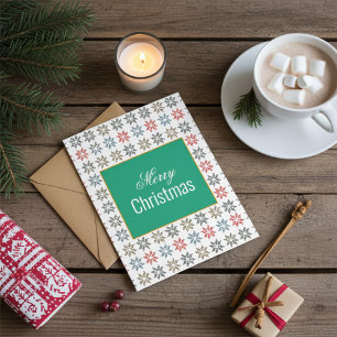 Chic Colourful Poinsettias Motif, Elegant Christma Card