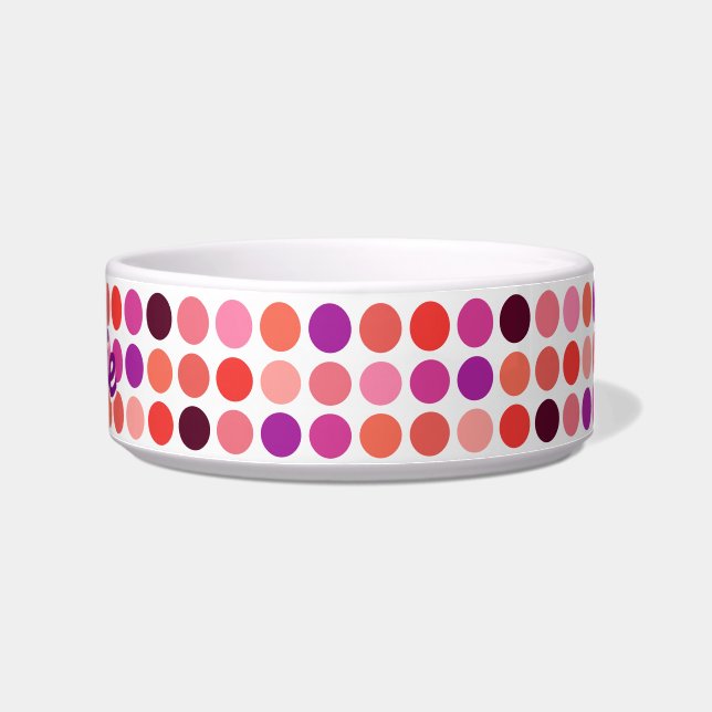 Chic colourful polka dots pattern monogram bowl (Right)