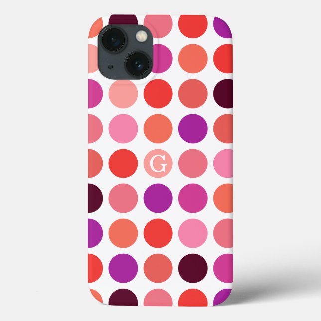 Chic colourful polka dots pattern monogram Case-Mate iPhone case (Back)
