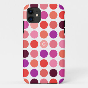 Chic colourful polka dots pattern monogram Case-Mate iPhone case