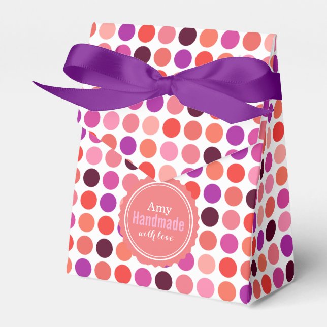 Chic colourful polka dots pattern monogram favour box (Front Side)