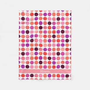 Chic colourful polka dots pattern monogram fleece blanket