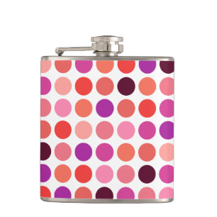Chic colourful polka dots pattern monogram hip flask