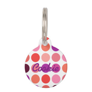Chic colourful polka dots pattern monogram pet tag