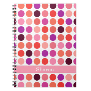 Chic colourful polka dots pattern monogram spiral notebook