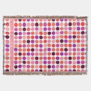 Chic colourful polka dots pattern monogram throw blanket