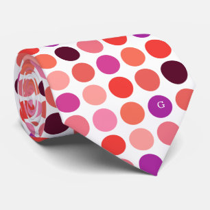Chic colourful polka dots pattern monogram tie