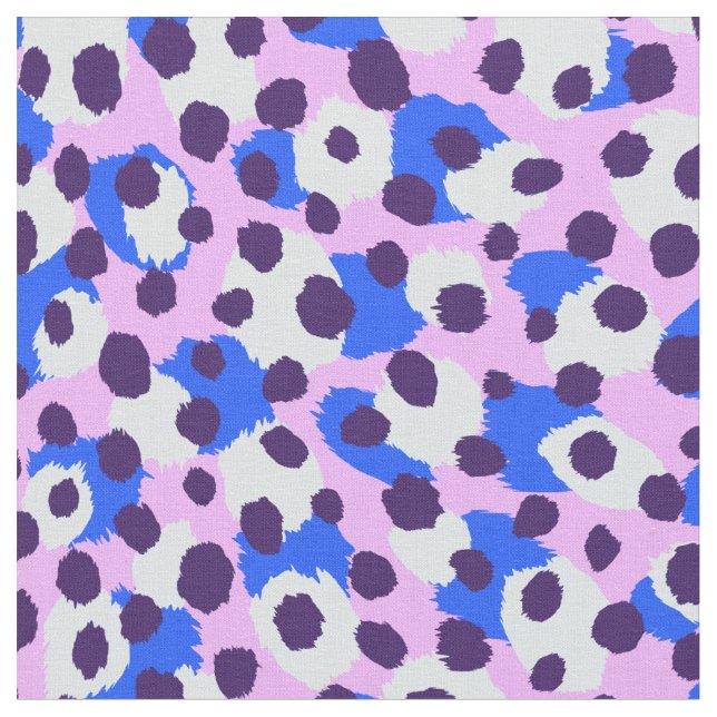 Chic colourful purple blue pink cheetah print fabric (Close Up)