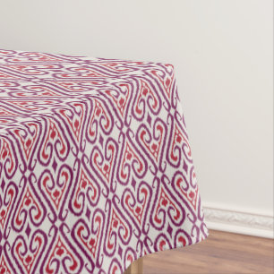 Chic colourful red and purple ikat damask patterns tablecloth