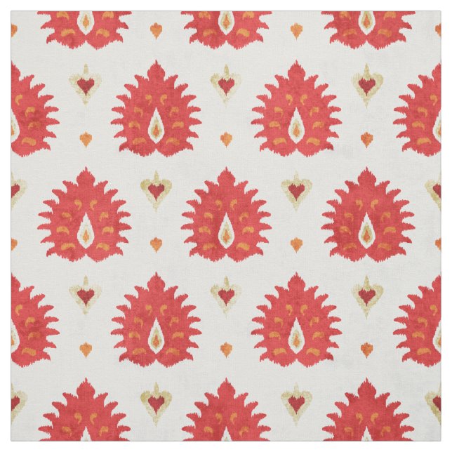 Chic colourful red ikat tribal pattern fabric (Swatch)