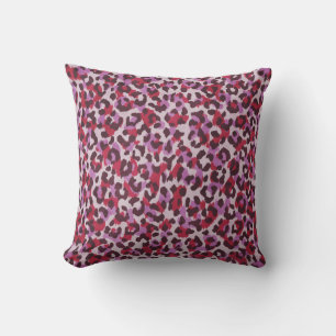 Chic colourful red purple cheetah print pattern cushion