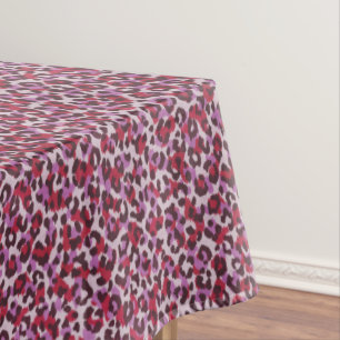 Chic colourful red purple cheetah print pattern tablecloth