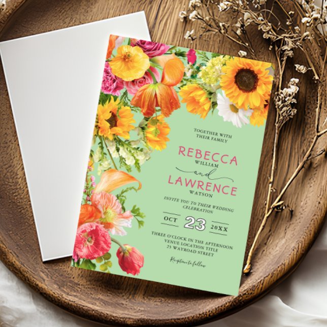 chic colourful spring florals wedding invitation (Creator Uploaded)
