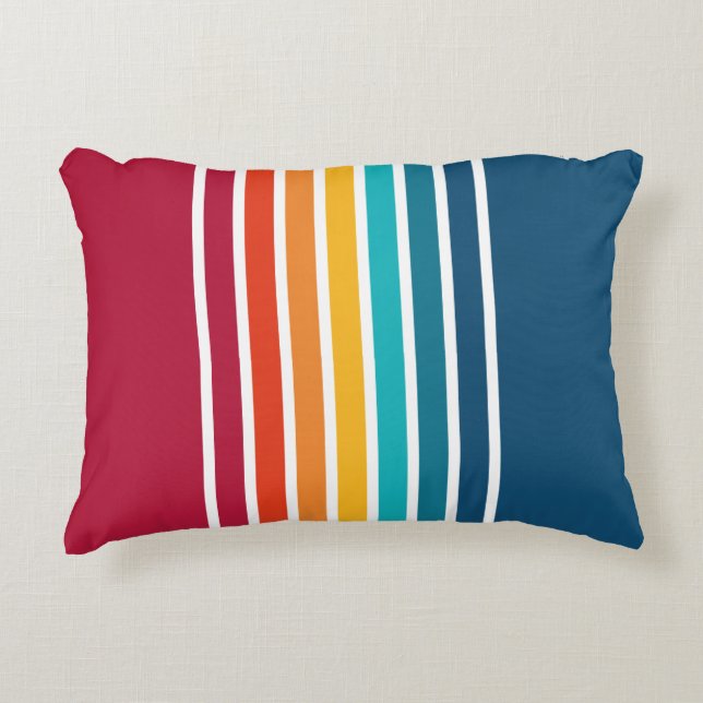 Chic Colourful Stripes Pattern Decorative Cushion (Front)